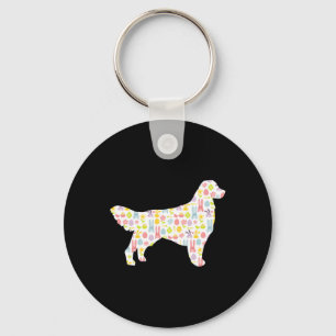 Chaveiro Ouro Retriever Easter Bunny Dog Silhouket