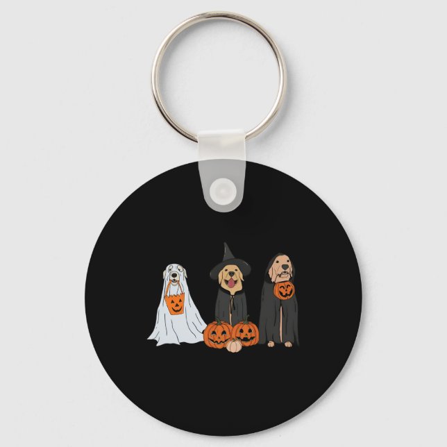 Chaveiro Ouro Retriever Ghost Halloween Trick Ou Tratar Do (Frente)