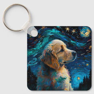 Chaveiro Ouro Retriever Puppy Starry Night Van Gogh