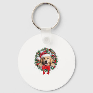 Chaveiro Ouro Retriever Wreath de Natal Xmas