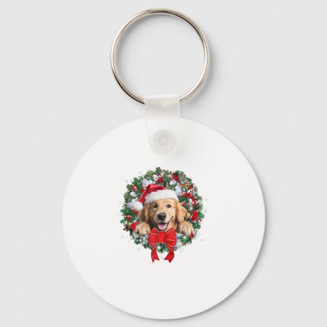 Chaveiro Ouro Retriever Wreath de Natal Xmas (Frente)