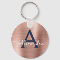 Ouro Rosa Rosa Azul Naval Aço Inoxidável Monograma