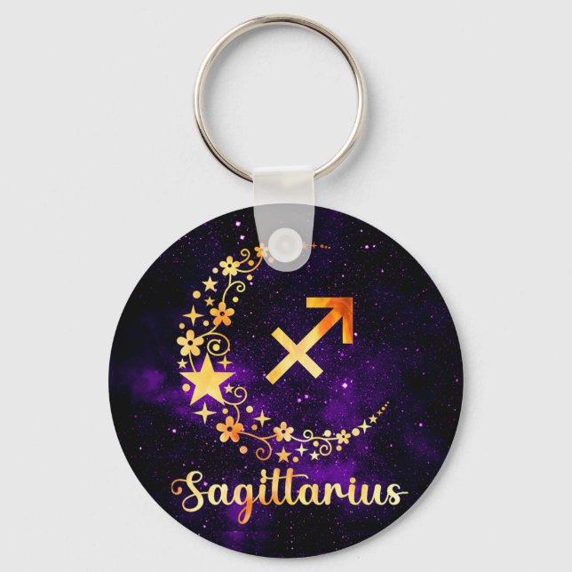 Chaveiro Ouro Sagittarius Teclado Zodiac (Frente)