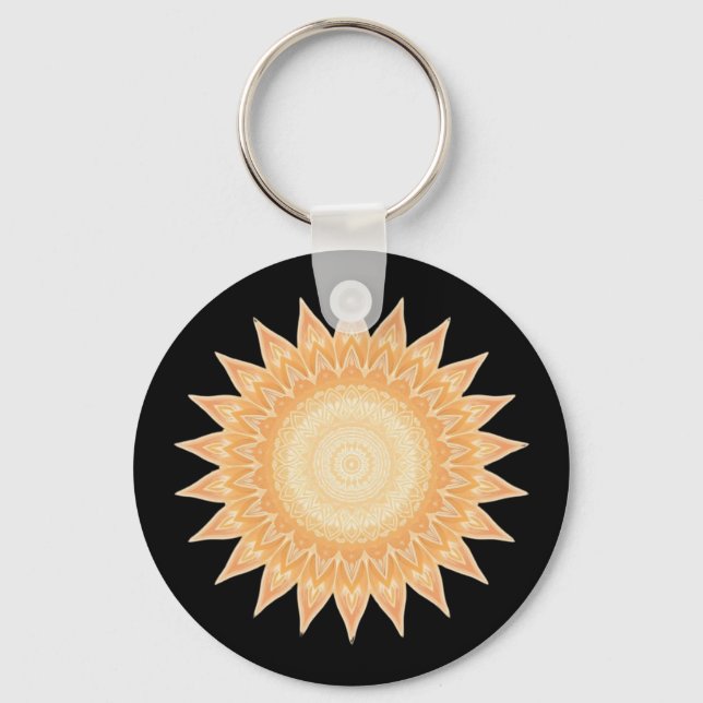 Chaveiro "Ouro Sunflower Mandala - Luz Dentro De Você" (Frente)