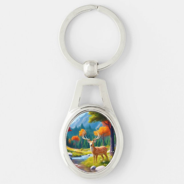 Chaveiro Ouro Veado na Floresta-987679 (Frente)