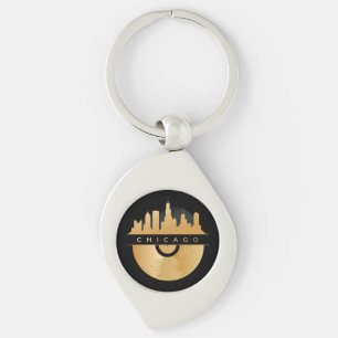 Chaveiro Ouro Vinyl Chic de Chicago Illinois Skyline