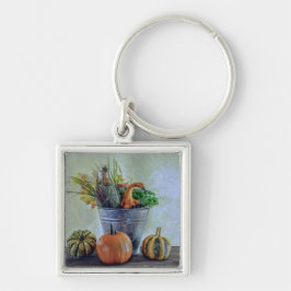 Chaveiro Outono ainda vive com abóboras, flores