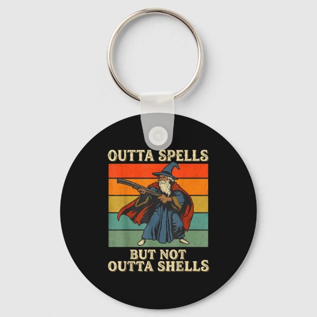 Chaveiro Outta Spells But Not Outta Shells Wizard Retro Fan (Frente)