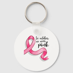 Chaveiro Outubro Usamos Laço Rosa Conscientização do Câncer