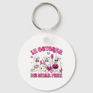 Chaveiro Outubro Vestimos Enfermeira Rosa Ghost Halloween M