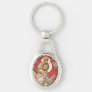 Chaveiro oval do metal de St Christopher