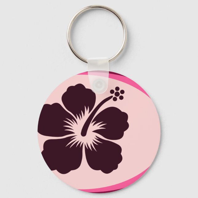 Chaveiro Oval forma hibiscus design (Frente)