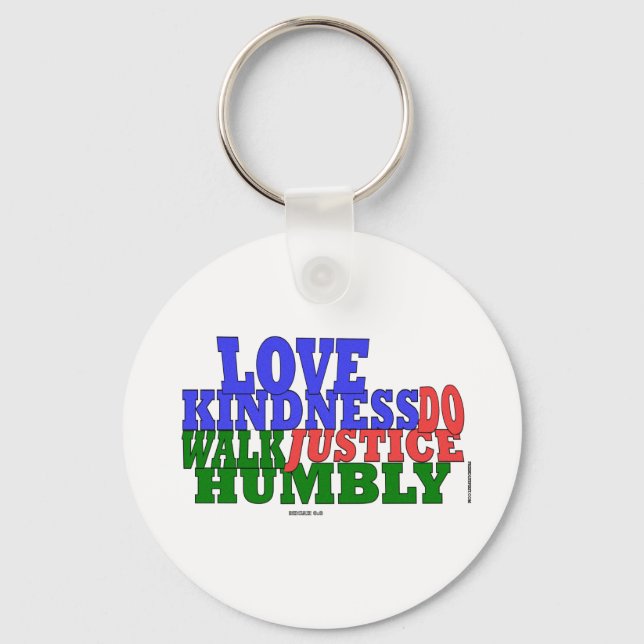 Chaveiro OVE KINDNESS WALK HUMBLY Micah 6:8 (Frente)