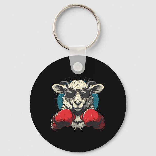 Chaveiro Ovelha Boxer Com Luvas de Boxe Kickboxing Engraçad (Frente)