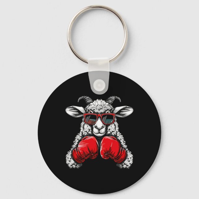 Chaveiro Ovelha Boxer Com Luvas de Boxe Kickboxing Engraçad (Frente)