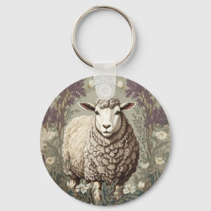 Chaveiro Ovelhas Elegantes Fundo de Flor de Lavanda