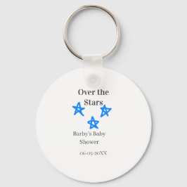 Chaveiro Over the Stars blue gray baby shower name date ele