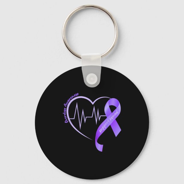 Chaveiro Overdose Awareness Month Purple Ribbon Heart Suprt (Frente)