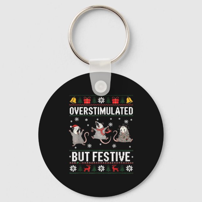 Chaveiro Overstimulated But Festive Ossum Ugly Sweater Chri (Frente)