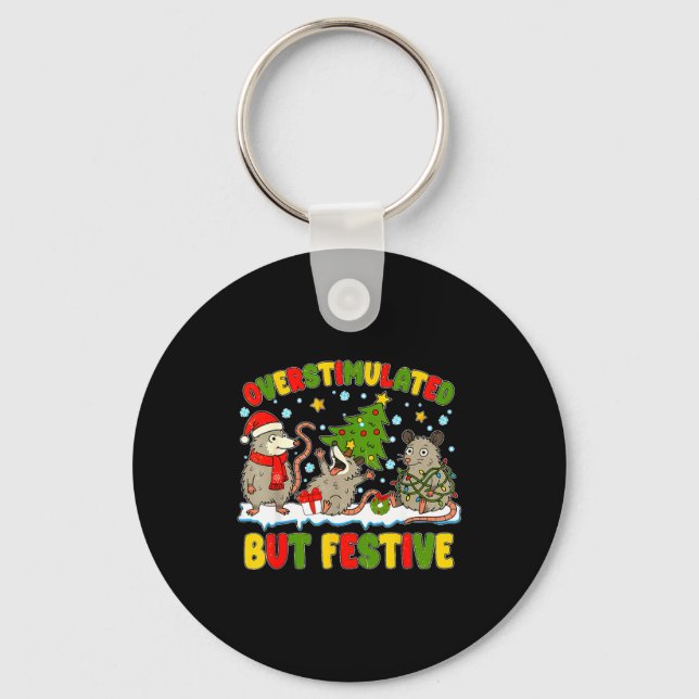 Chaveiro Overstimulated But Festive Ossum Ugly Sweater Chri (Frente)