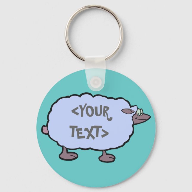 Chaveiro Ovinos Azuis,<YOUR TEXT> (Frente)