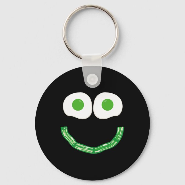 Chaveiro Ovos com Rosto Sorridente Verde e Café da Manhã co (Frente)