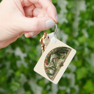 Chaveiro Ovos de Páscoa com Galinhas, Arte Vintage Nouveau