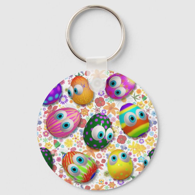 Chaveiro Ovos de Páscoa de desenho animado fofos e engraçad (Frente)