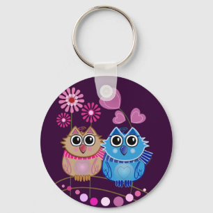 Chaveiro Owl keychain with Owl couple in Love