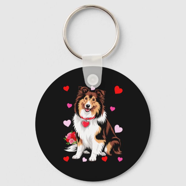 Chaveiro Owner Mom Dad Sheltie Dog Lover Valentines Day  (Frente)