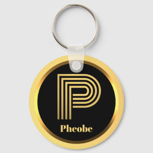 Chaveiro P Monograma Dourado Personalizado