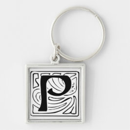 Chaveiro P Monogramm schwarz weiß Schlüsselanhänger