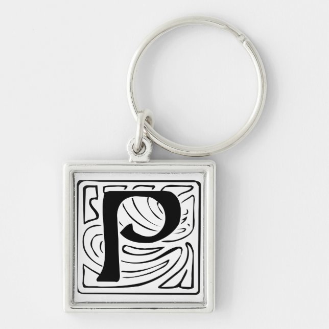 Chaveiro P Monogramm schwarz weiß Schlüsselanhänger (Frente)