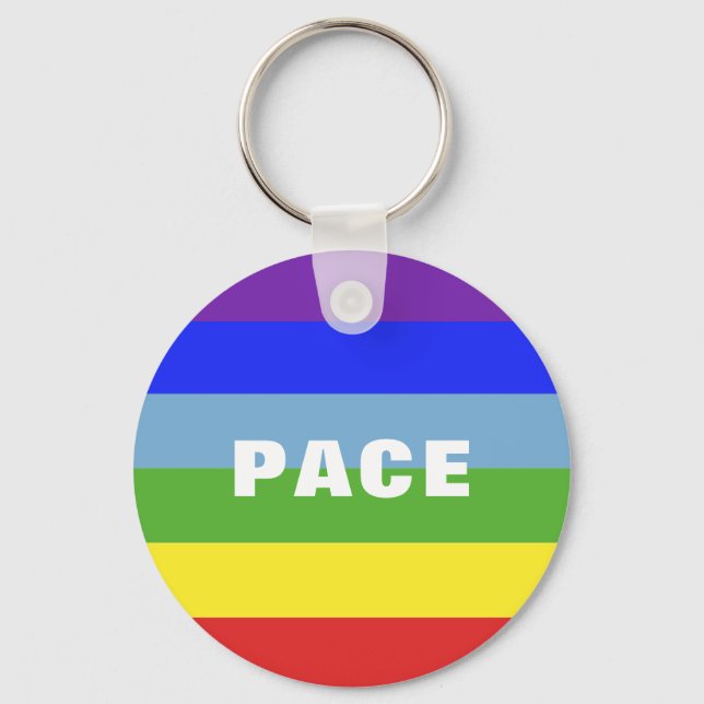 Chaveiro Pace Peace Rainbow Color Regenbogen strips (Frente)