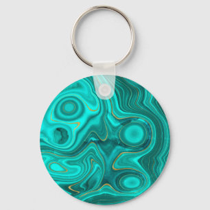 Chaveiro Padrão Abstrato Azul Turquesa Luxo Glam