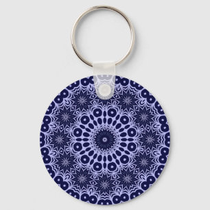 Chaveiro Padrão abstrato em azul e branco