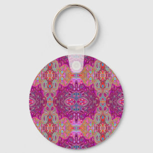 Chaveiro Padrão abstrato Magenta Rosa, Azul e Vermelho do G