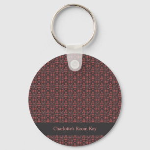 Chaveiro Padrão Antiquado de Boho Étnico Vermelho Cor-de-ro