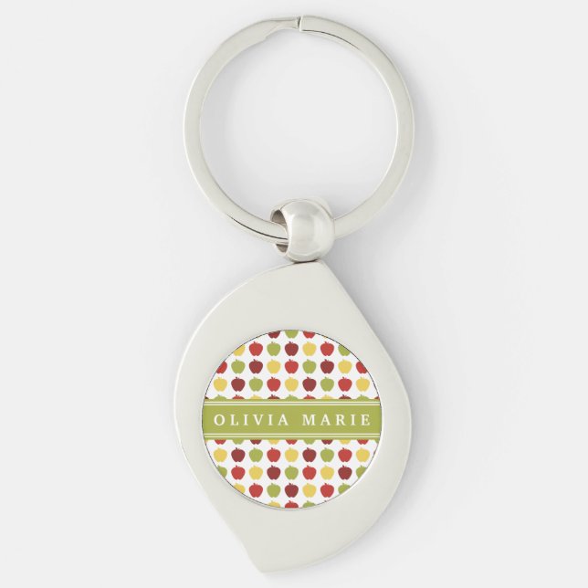 Chaveiro Padrão Apple na moda com nome personalizado (Frente)