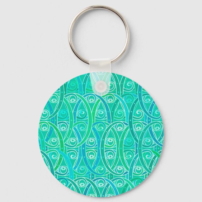 Chaveiro Padrão árabe - aqua e turquesa (Frente)