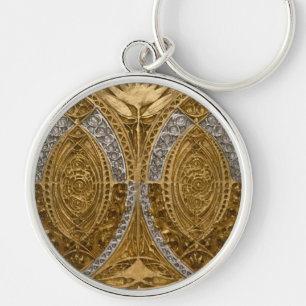 Chaveiro Padrão Art Déco Prata e Ouro