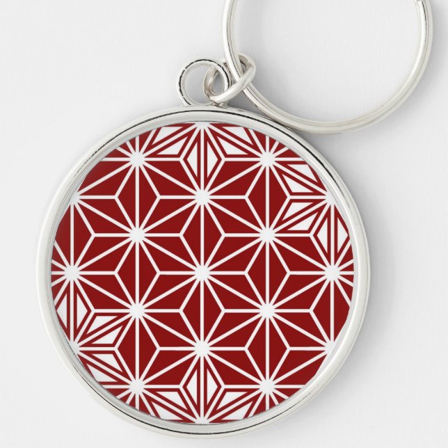 Chaveiro Padrão Asanoha japonês - vermelho escuro (Frente)