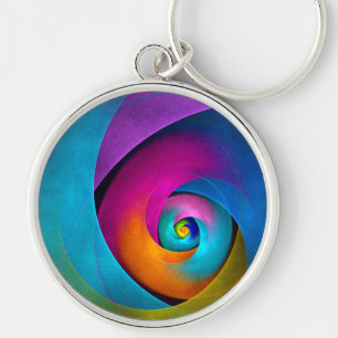 Chaveiro Padrão Azul Cor-de-rosa Abstrato Floral Moderno #1