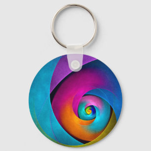 Chaveiro Padrão Azul Cor-de-rosa Abstrato Floral Moderno #1