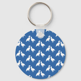 Chaveiro Padrão Azul e Branco de Aves.