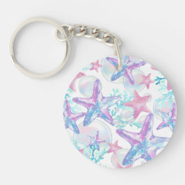 Chaveiro Padrão bonito de Starfish rosa