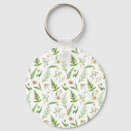 Chaveiro Padrão Botânico da Flor Chamomile
