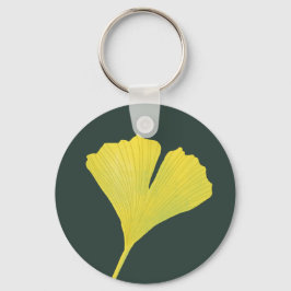 Chaveiro Padrão Botânico do Folheto Verde Gingko