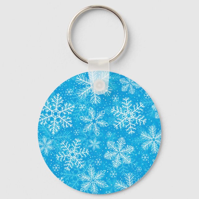 Chaveiro Padrão branco de flocos de neve (Frente)