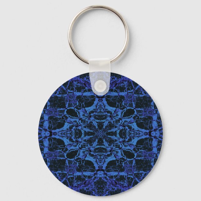 Chaveiro Padrão caleidoscópico azul (Frente)